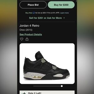 Jordan 4 OREO size 14. Worn 1 time.